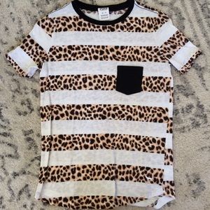 PINK. Cheetah striped pocket tee shirt